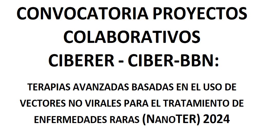 I Convocatoria colaborativa CIBER de Terapias Avanzadas basadas en el uso de vectores no virales: NanoTER