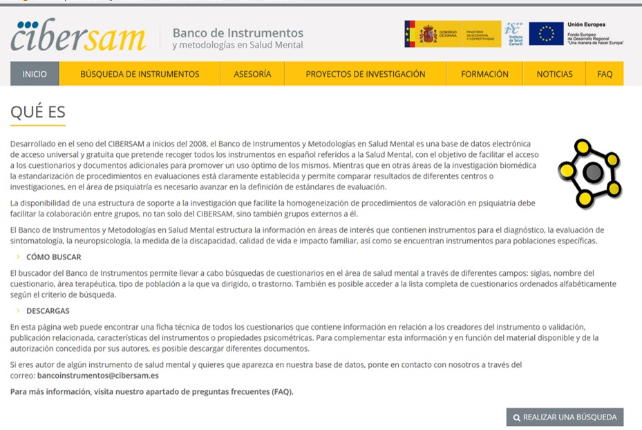 El Banco de Instrumentos del CIBERSAM renueva su página web