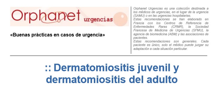Orphanet publica una guía para la atención en urgencias de la dermatomiositis